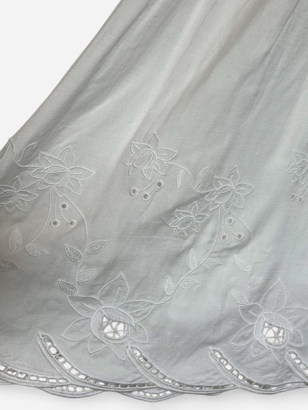 White Eyelet Midi Sundress with Scalloped Bodice - Picture 6 of 10